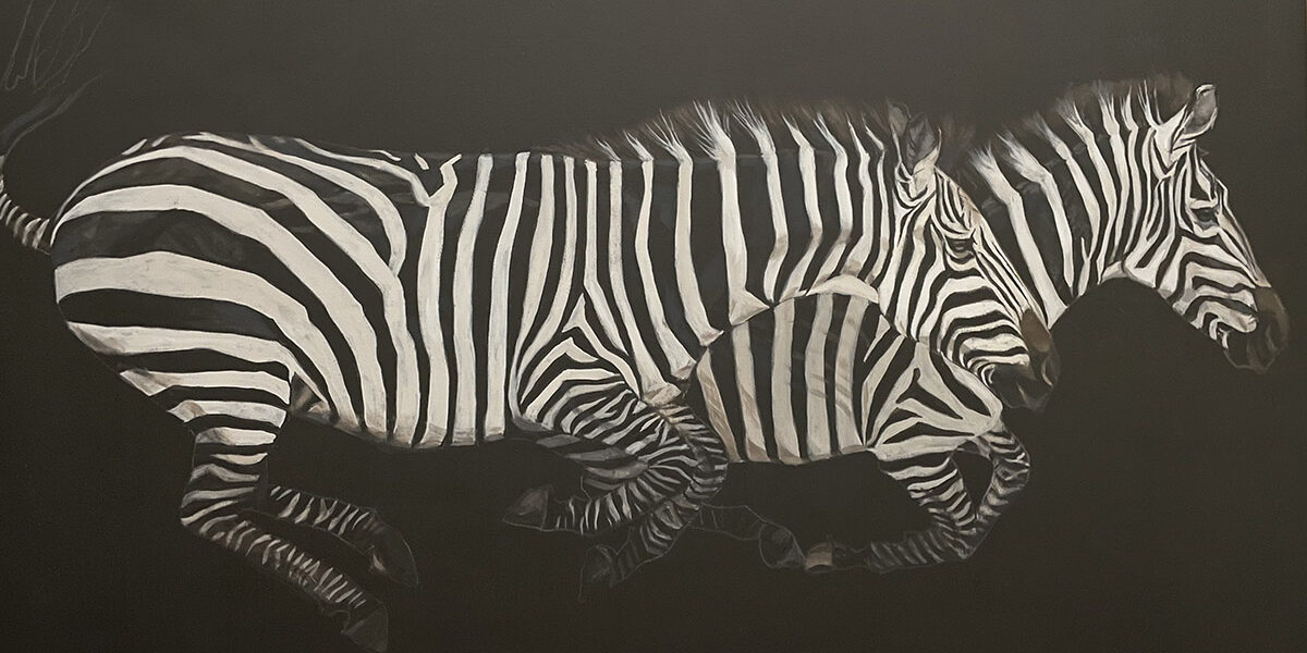 ZEBRE NAMIBIA 2004 100×150 acrilico su tela-x